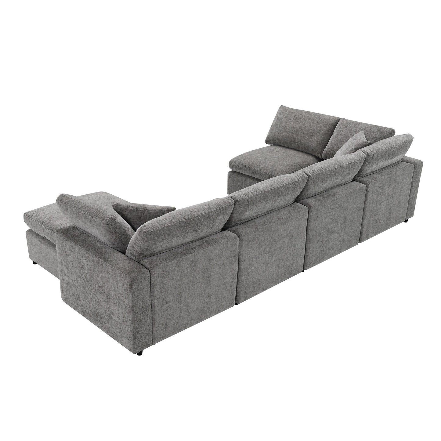 Divano letto modulare Cloud, set di divani componibili in ciniglia con pouf, combinazione libera, divano letto trasformabile a forma di U