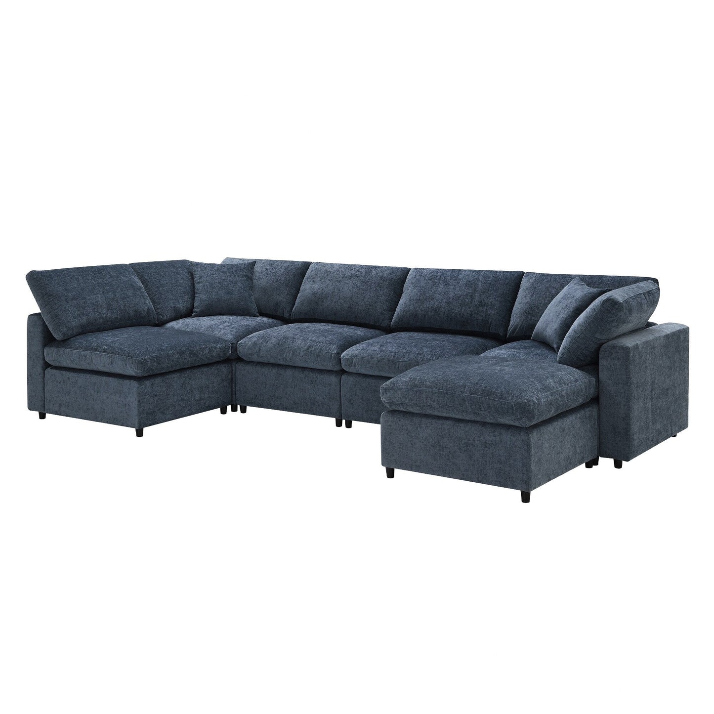 Divano letto modulare Cloud, set di divani componibili in ciniglia con pouf, combinazione libera, divano letto trasformabile a forma di U