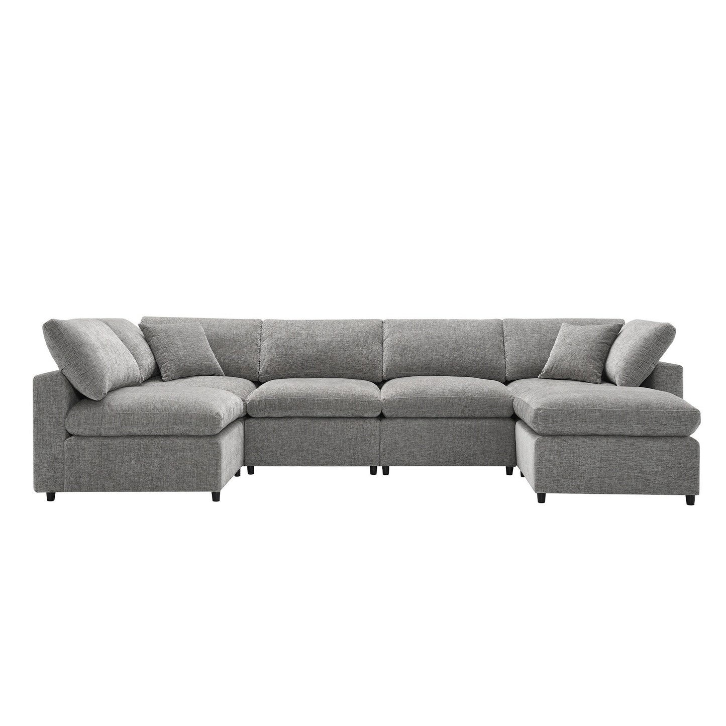 Divano letto modulare Cloud, set di divani componibili in ciniglia con pouf, combinazione libera, divano letto trasformabile a forma di U