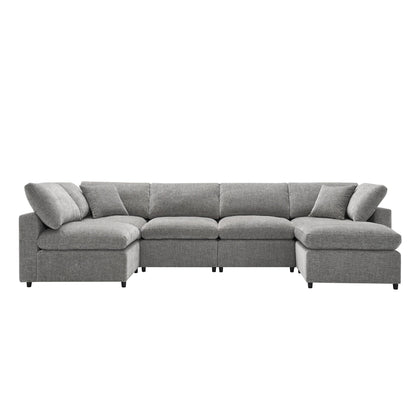 Divano letto modulare Cloud, set di divani componibili in ciniglia con pouf, combinazione libera, divano letto trasformabile a forma di U