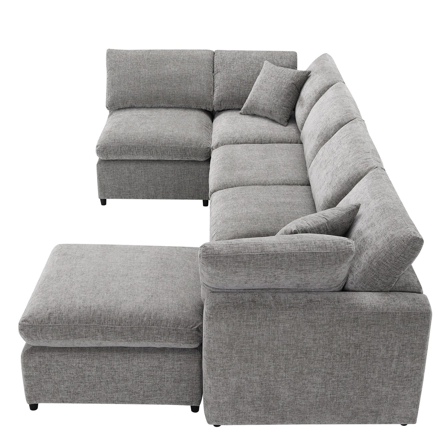 Divano letto modulare Cloud, set di divani componibili in ciniglia con pouf, combinazione libera, divano letto trasformabile a forma di U