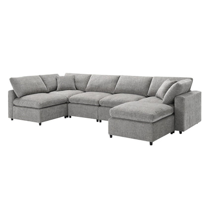Divano letto modulare Cloud, set di divani componibili in ciniglia con pouf, combinazione libera, divano letto trasformabile a forma di U