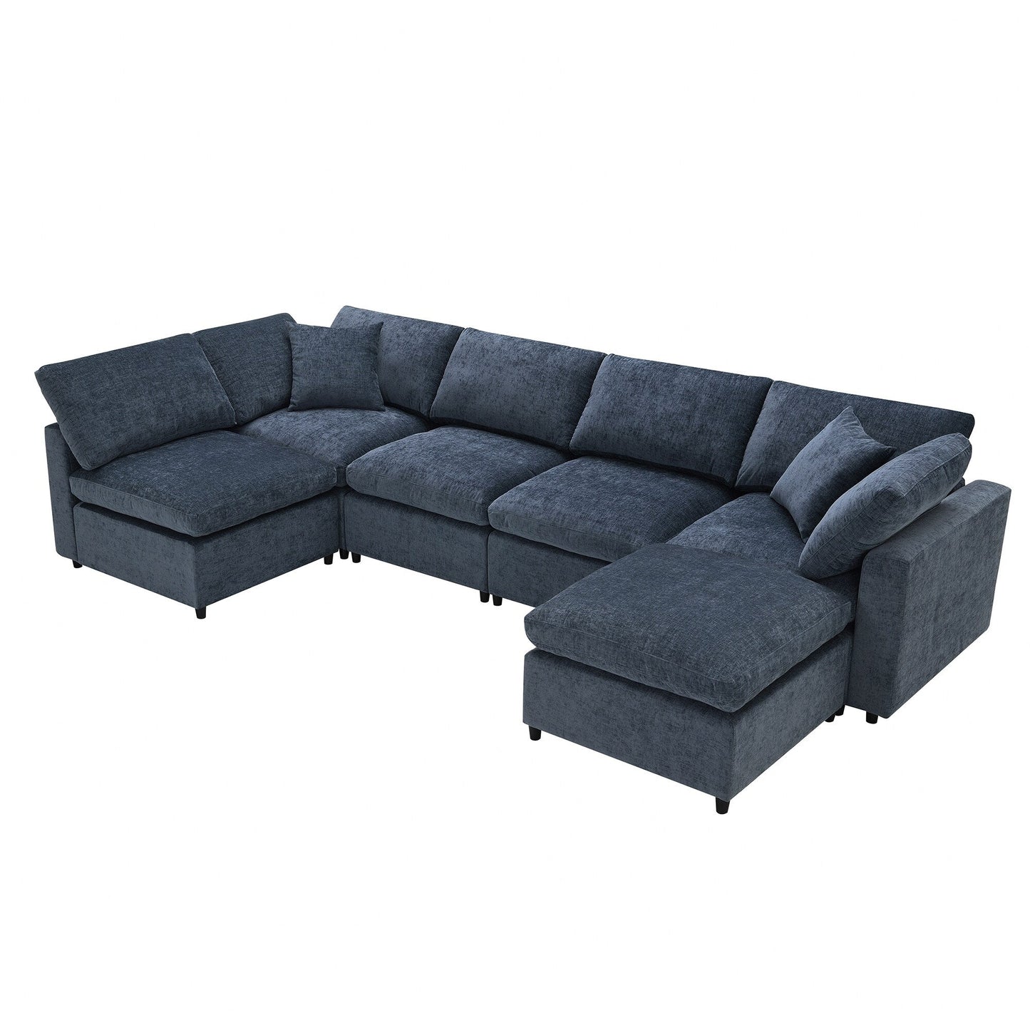 Divano letto modulare Cloud, set di divani componibili in ciniglia con pouf, combinazione libera, divano letto trasformabile a forma di U