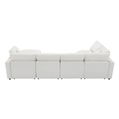 Divano letto modulare Cloud, set di divani componibili in ciniglia con pouf, combinazione libera, divano letto trasformabile a forma di U