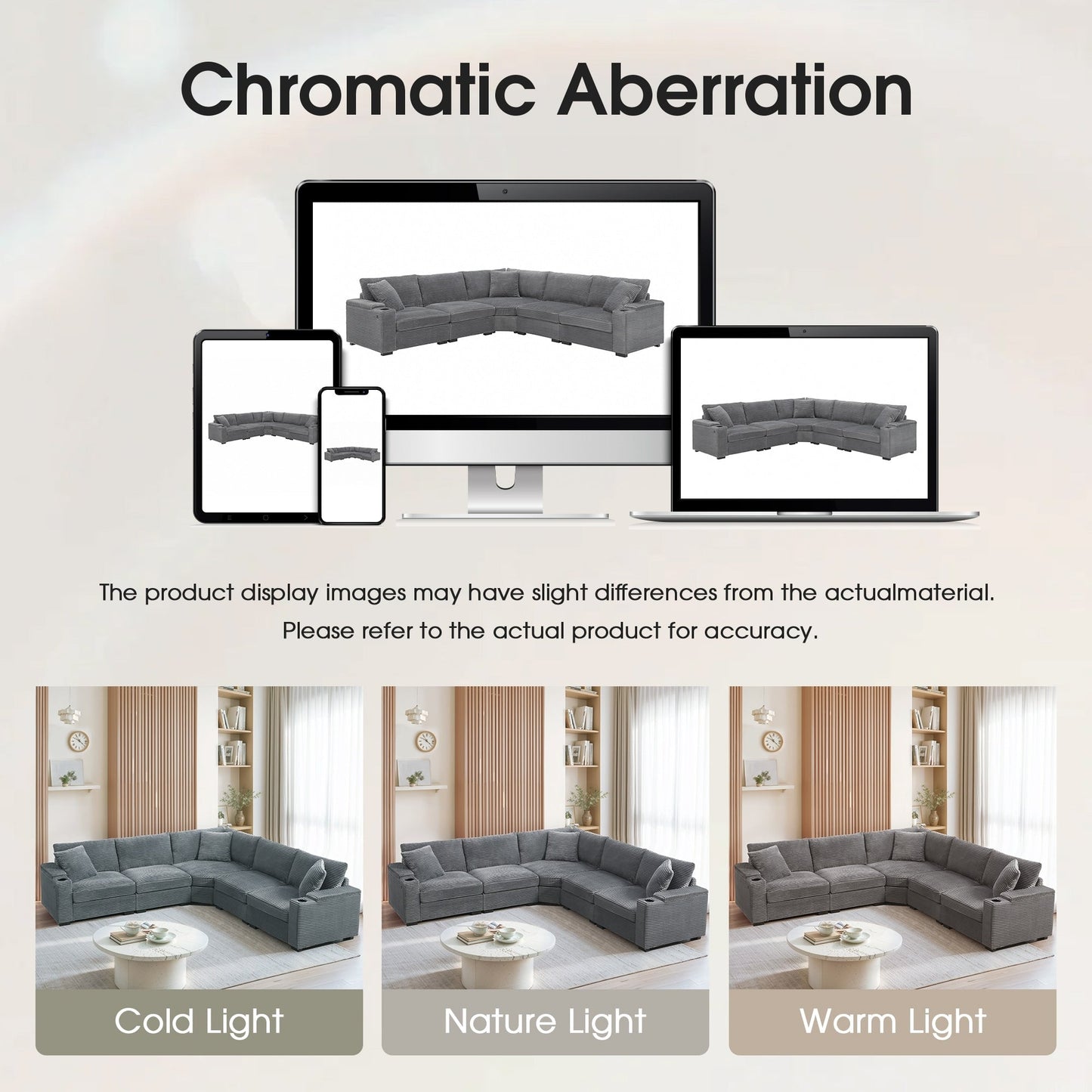 Divano componibile modulare a L in velluto a coste con braccioli portaoggetti, porte USB e portabicchieri per soggiorno e appartamento