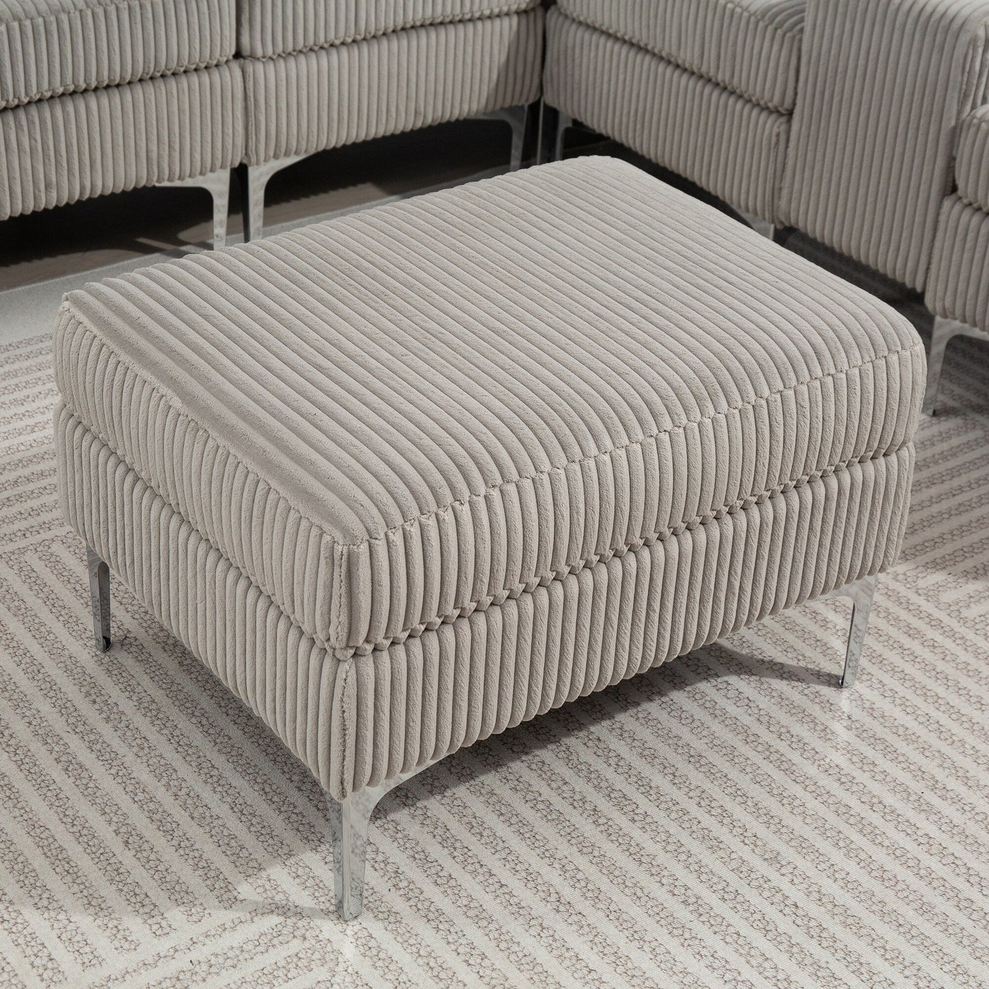 Divano componibile modulare in velluto a coste, divano trasformabile a 6 posti con porte USB, pouf contenitore e portabicchieri per soggiorno