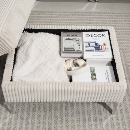 Divano componibile modulare in velluto a coste, divano trasformabile a 6 posti con porte USB, pouf contenitore e portabicchieri per soggiorno