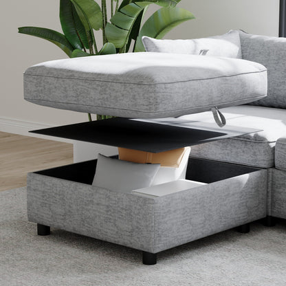 Divano componibile in tessuto modulare, divano letto trasformabile, divano letto con posti a sedere contenitore per soggiorno