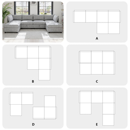 Divano componibile in tessuto modulare, divano letto trasformabile, divano letto con posti a sedere contenitore per soggiorno