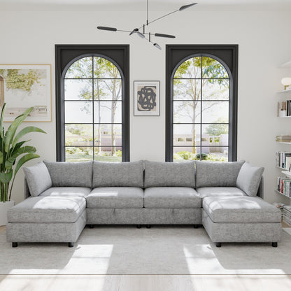 Divano componibile in tessuto modulare, divano letto trasformabile, divano letto con posti a sedere contenitore per soggiorno