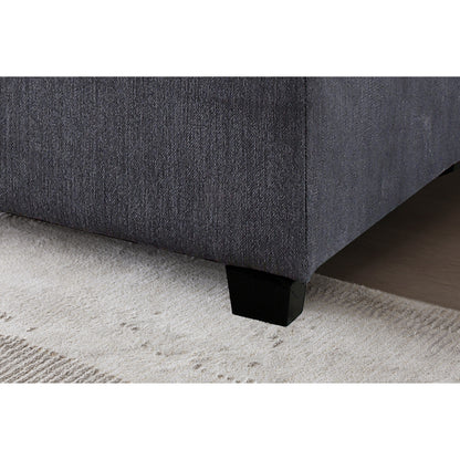 Divano componibile modulare a L in lino con pouf reversibile, morbidi cuscini in piuma d'anatra, perfetto per soggiorno o ufficio