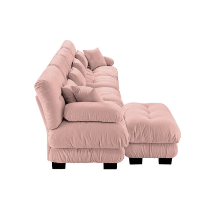 Divano componibile modulare a 4 posti a forma di L, divano Cloud con pouf trasformabili, combinazione libera per soggiorno