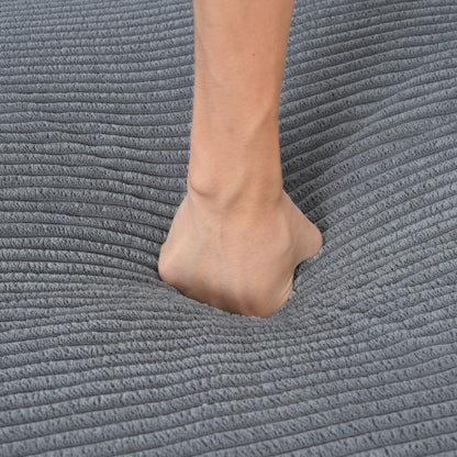 Divano componibile modulare a 6 posti in velluto a coste a forma di L con pouf e gambe in legno per soggiorno e ufficio