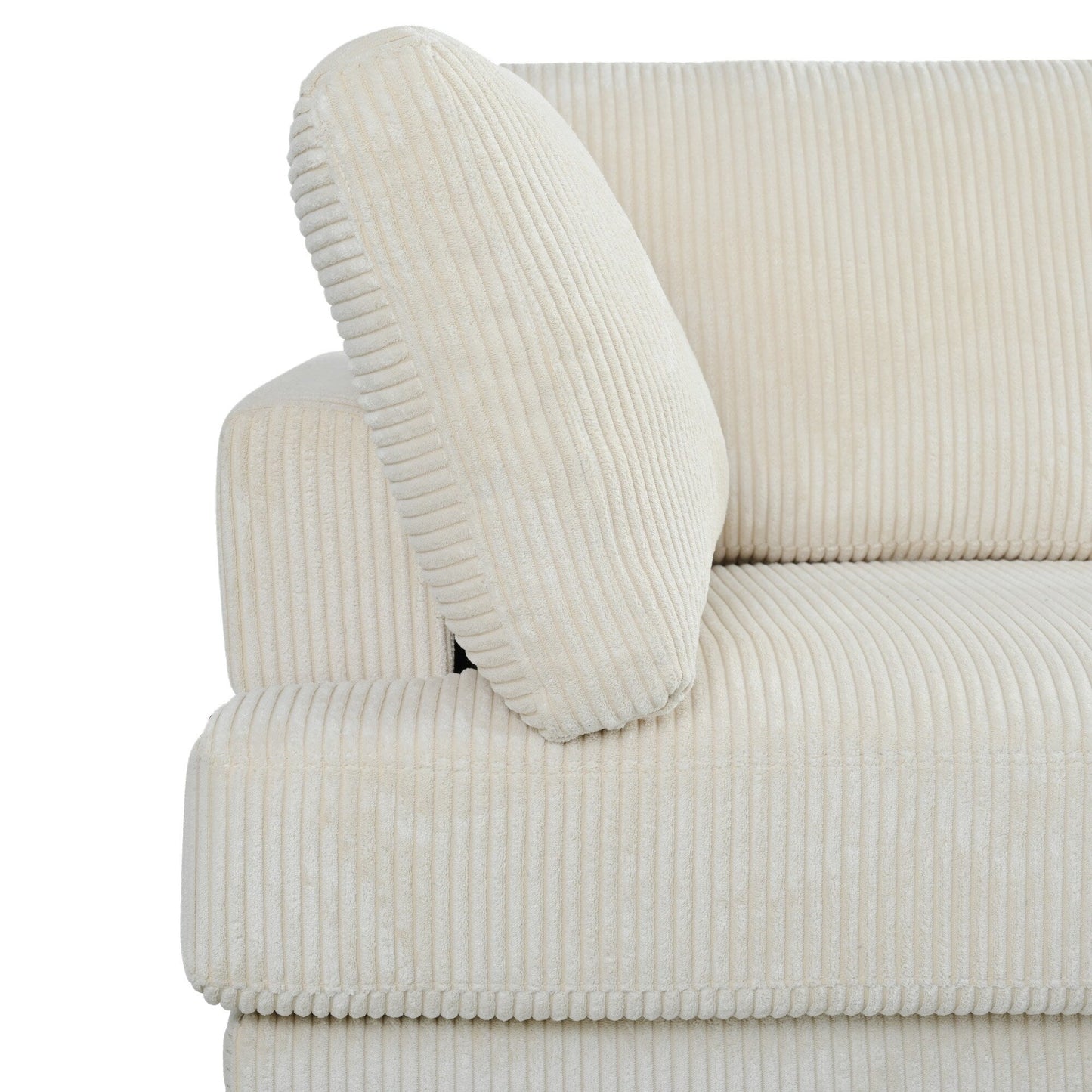 Divano componibile modulare a 6 posti in velluto a coste a forma di L con pouf e gambe in legno per soggiorno e ufficio