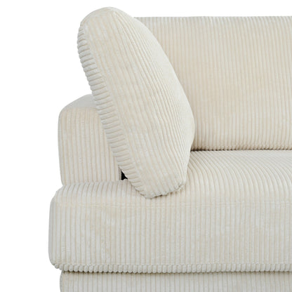 Divano componibile modulare a 6 posti in velluto a coste a forma di L con pouf e gambe in legno per soggiorno e ufficio