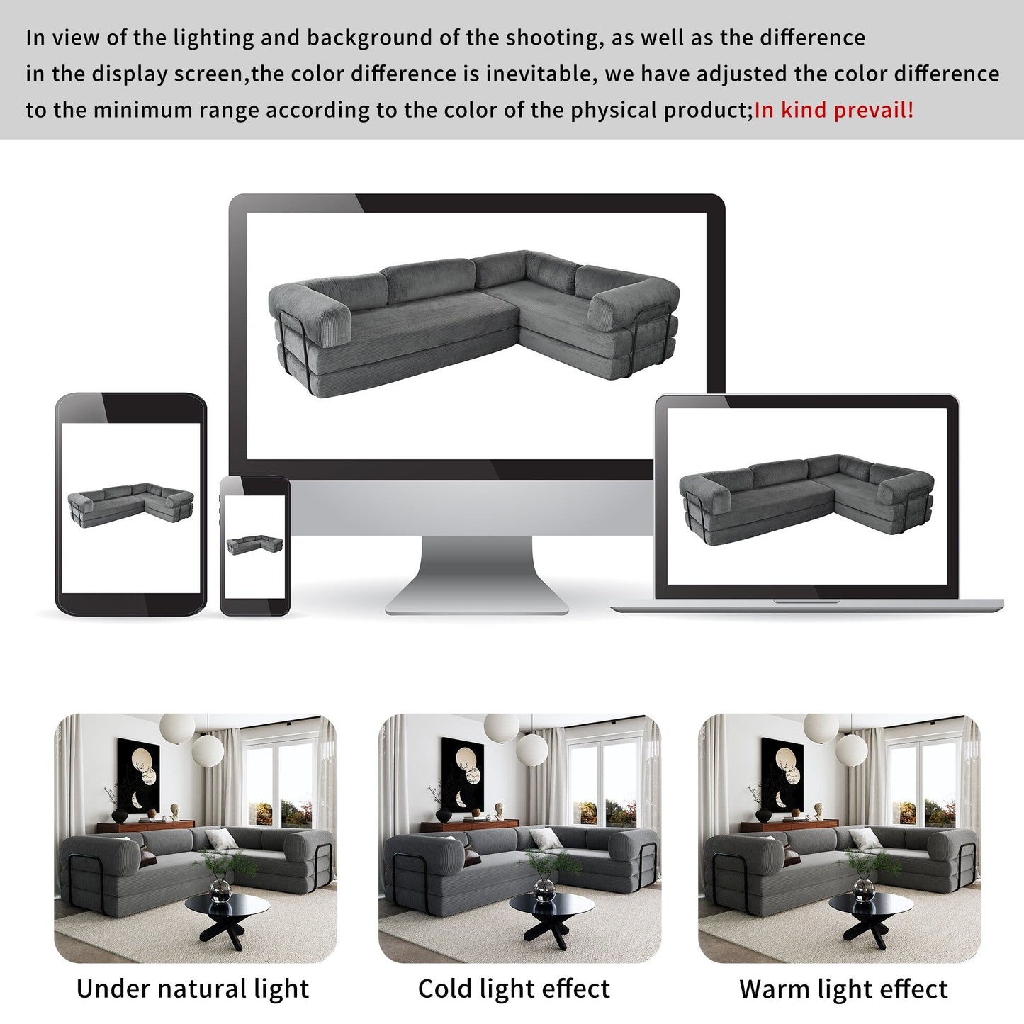 Divano letto componibile a 4 posti in velluto a coste a forma di L, con cuscini a cuneo, per soggiorno e appartamento