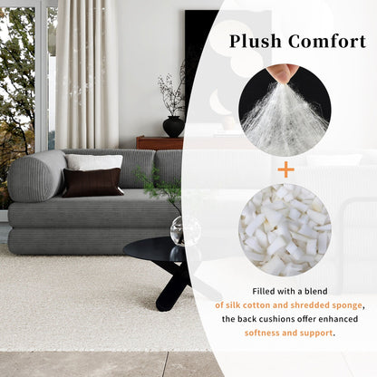 Divano letto componibile a 4 posti in velluto a coste a forma di L, con cuscini a cuneo, per soggiorno e appartamento