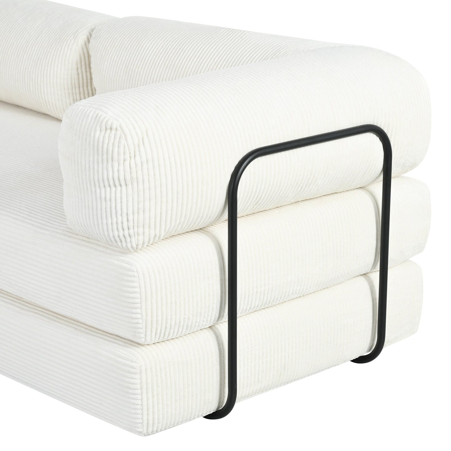 Divano letto componibile a 4 posti in velluto a coste a forma di L, con cuscini a cuneo, per soggiorno e appartamento