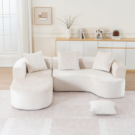 Divano letto componibile modulare a L con chaise longue e seduta profonda per soggiorno e ufficio