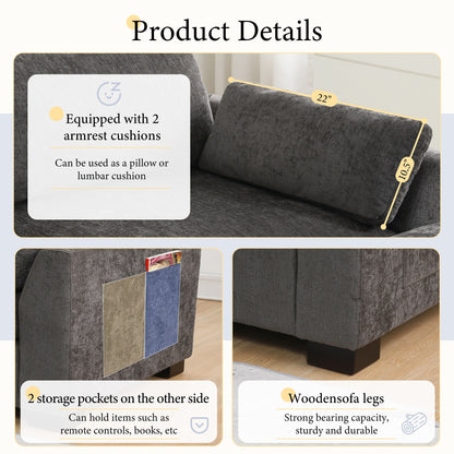 Divano componibile modulare a L con tavolo pieghevole, doppia ricarica USB, tasche laterali portaoggetti e pouf mobile