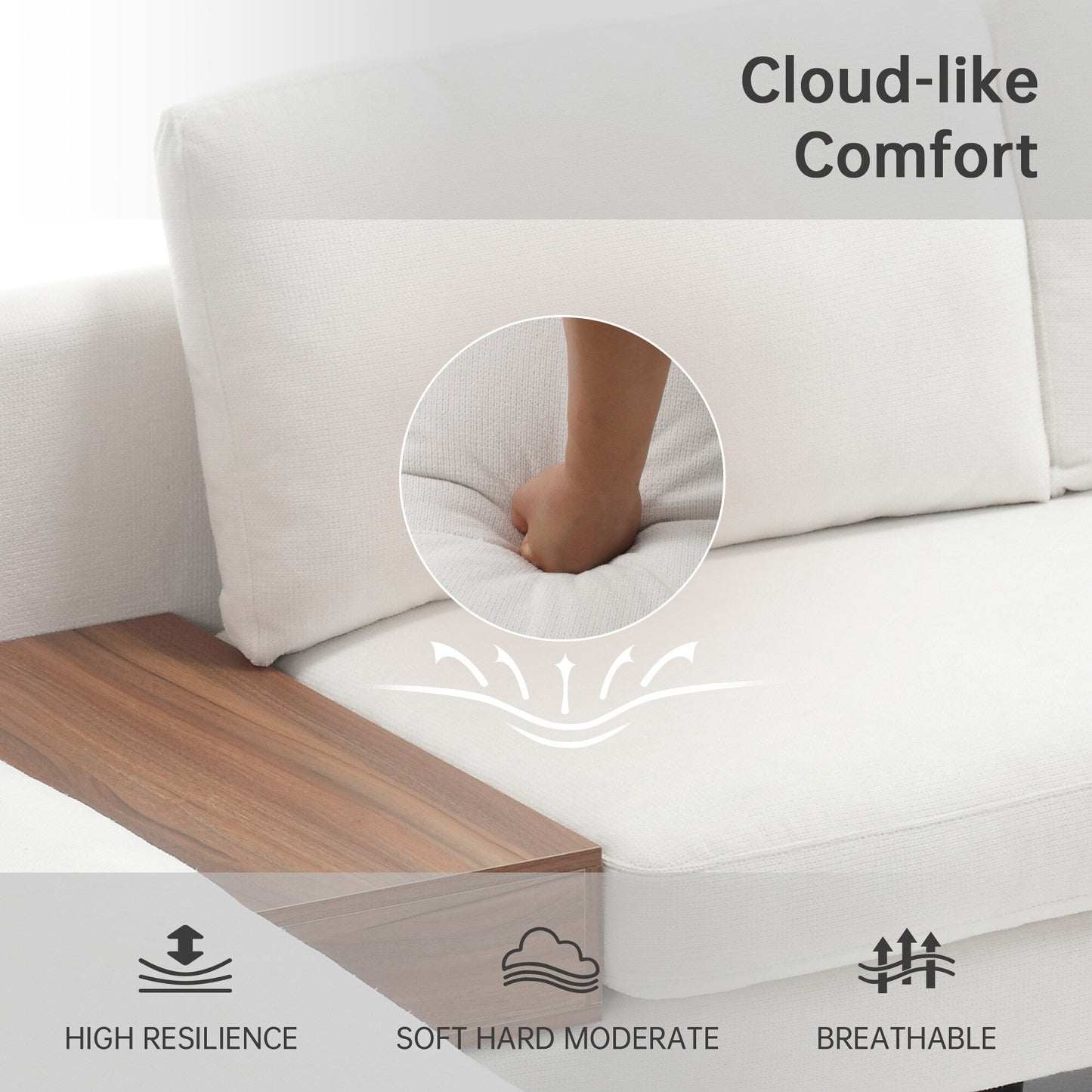 Divano modulare a L con design reversibile e scatola decorativa in legno integrata