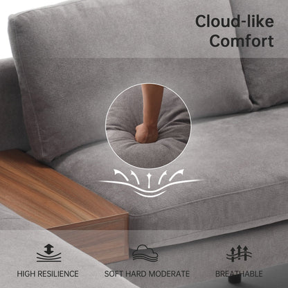 Divano modulare a L con design reversibile e scatola decorativa in legno integrata