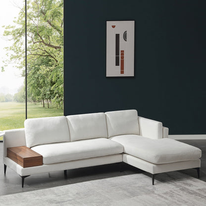 Divano modulare a L con design reversibile e scatola decorativa in legno integrata