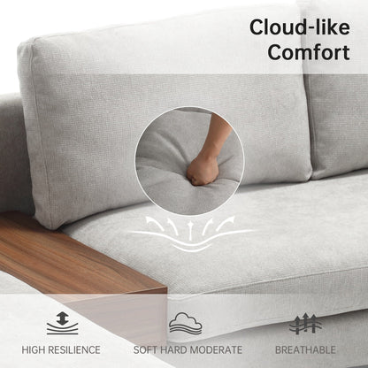 Divano modulare a L con design reversibile e scatola decorativa in legno integrata