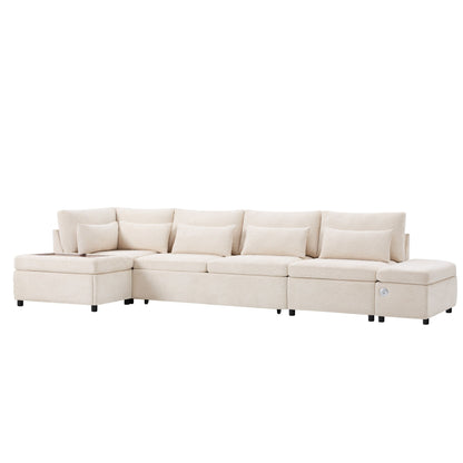 Divano letto componibile modulare estraibile con bracciolo di ricarica regolabile e pouf contenitore per soggiorno e appartamento