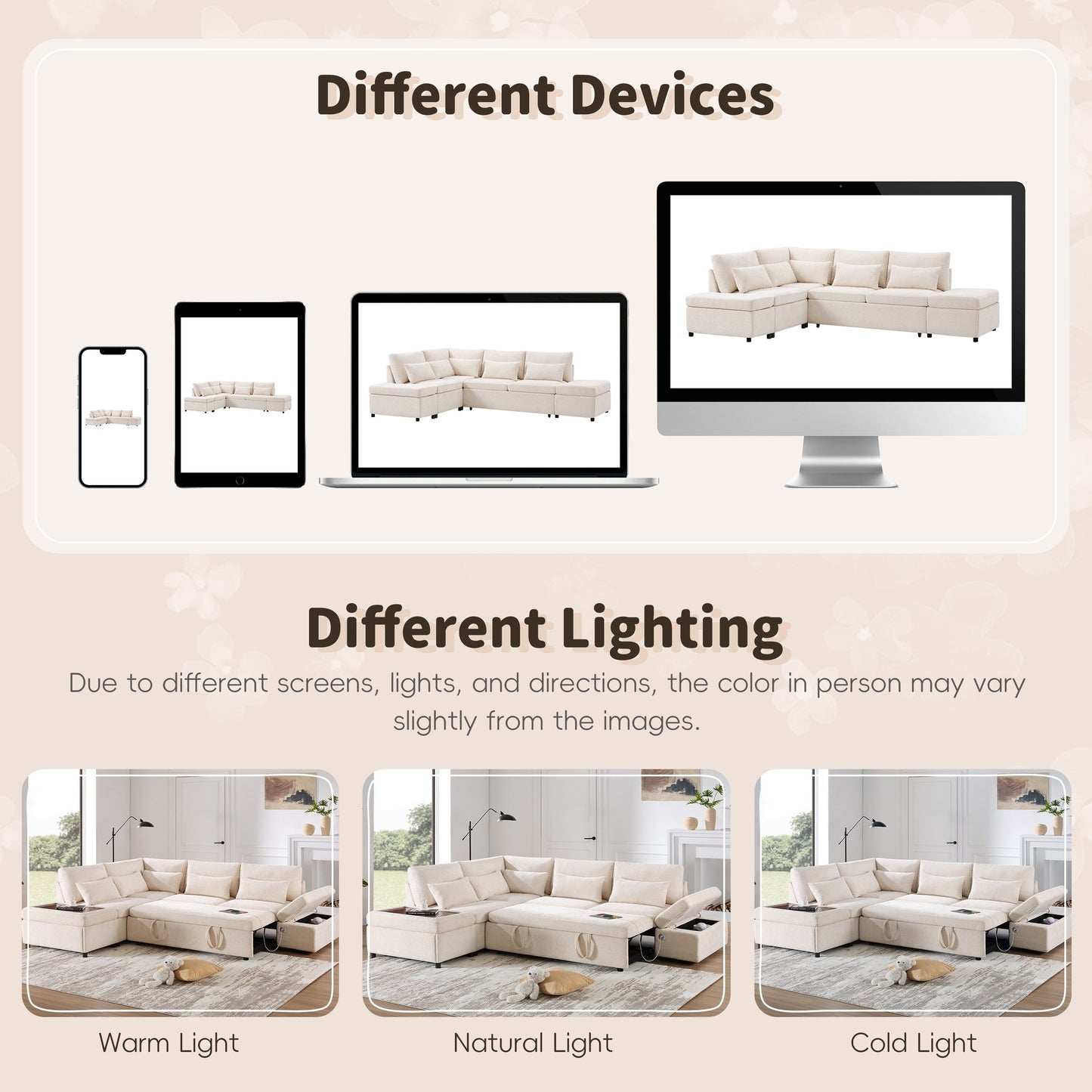 Divano letto componibile modulare estraibile con bracciolo di ricarica regolabile e pouf contenitore per soggiorno e appartamento