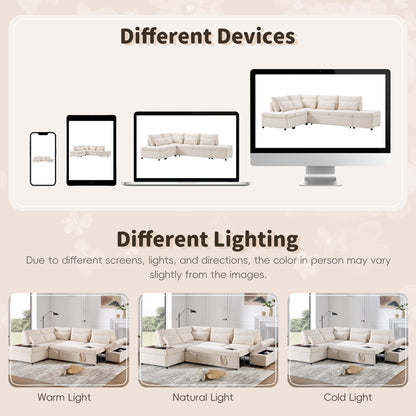 Divano letto componibile modulare estraibile con bracciolo di ricarica regolabile e pouf contenitore per soggiorno e appartamento