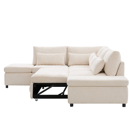 Divano letto componibile modulare estraibile con bracciolo di ricarica regolabile e pouf contenitore per soggiorno e appartamento