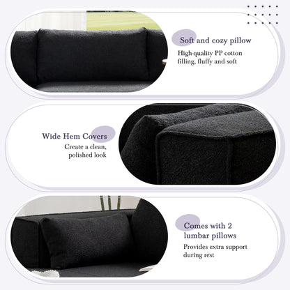 Divano componibile modulare con tavolino laterale gratuito, seduta ampia, divano in tessuto bouclé completamente compresso e antipiega con chaise longue