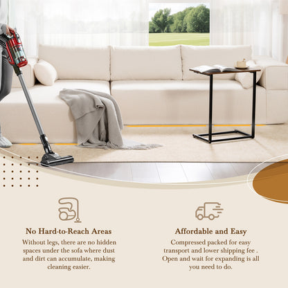 Divano componibile modulare con tavolino laterale gratuito, seduta ampia, divano in tessuto bouclé completamente compresso e antipiega con chaise longue