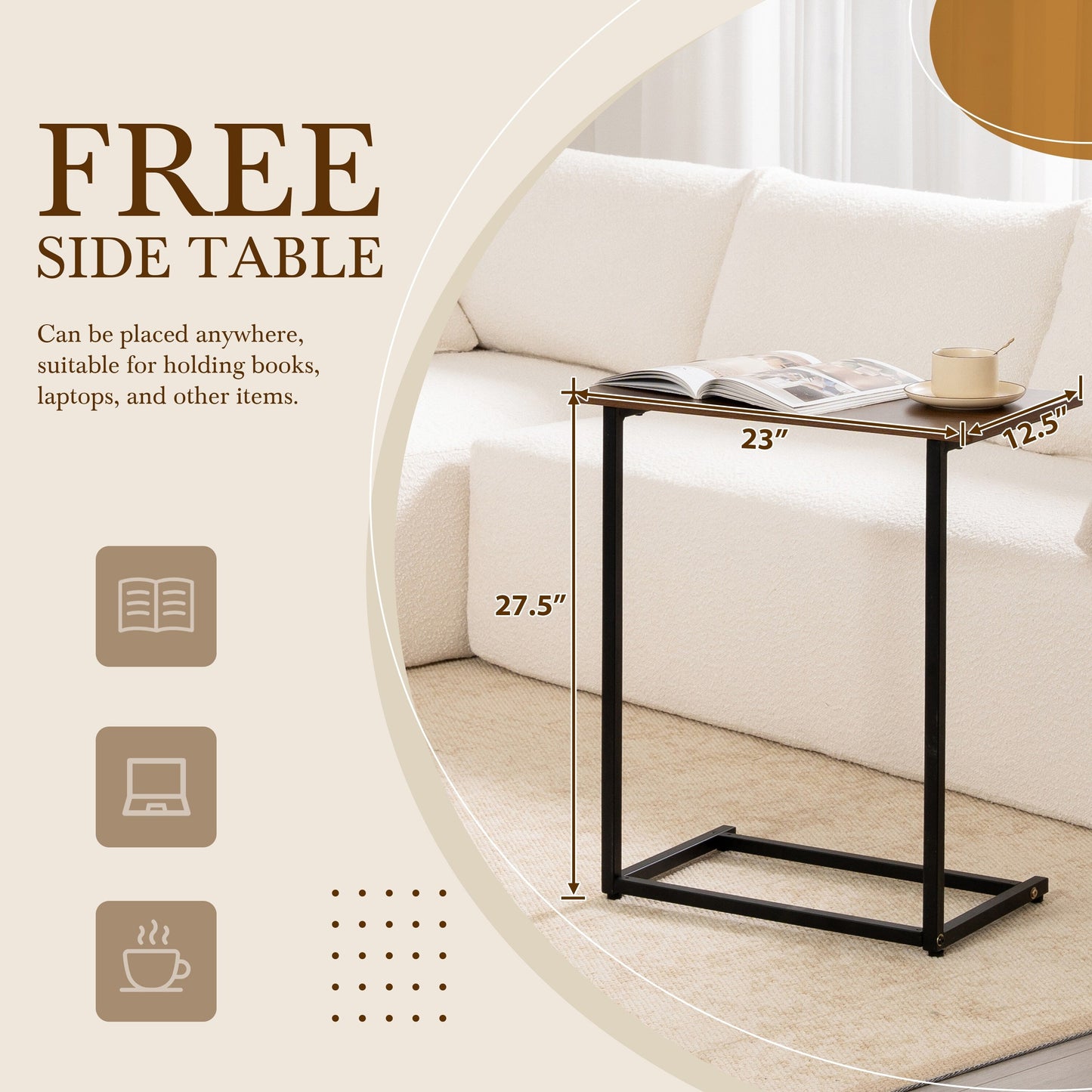 Divano componibile modulare con tavolino laterale gratuito, seduta ampia, divano in tessuto bouclé completamente compresso e antipiega con chaise longue