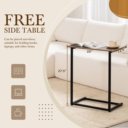 Divano componibile modulare con tavolino laterale gratuito, seduta ampia, divano in tessuto bouclé completamente compresso e antipiega con chaise longue