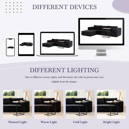 Divano componibile modulare con tavolino laterale gratuito, seduta ampia, divano in tessuto bouclé completamente compresso e antipiega con chaise longue