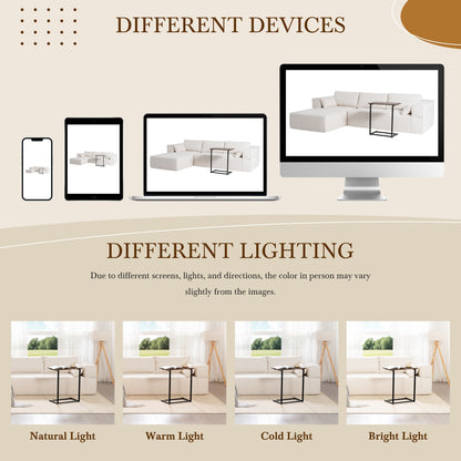 Divano componibile modulare con tavolino laterale gratuito, seduta ampia, divano in tessuto bouclé completamente compresso e antipiega con chaise longue