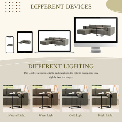 Divano componibile modulare con tavolino laterale gratuito, seduta ampia, divano in tessuto bouclé completamente compresso e antipiega con chaise longue