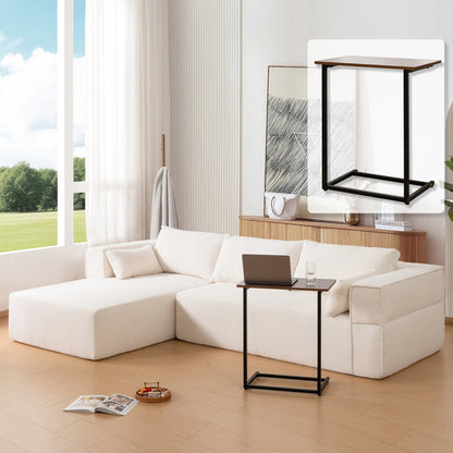 Divano componibile modulare con tavolino laterale gratuito, seduta ampia, divano in tessuto bouclé completamente compresso e antipiega con chaise longue