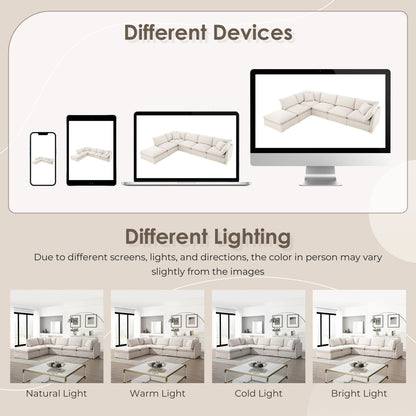 Divano componibile modulare con pouf mobile, arredamento per interni imbottito a L, seduta ampia, combinazione libera, divano in ciniglia