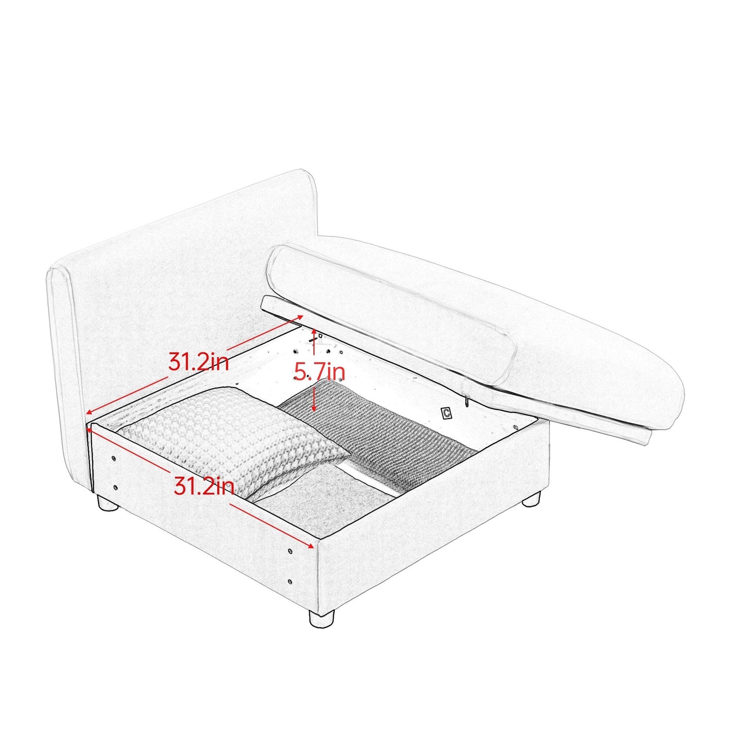 Divano componibile modulare con contenitore, schienale cilindrico e braccioli, seduta profonda e confortevole, divano a L a 4 posti