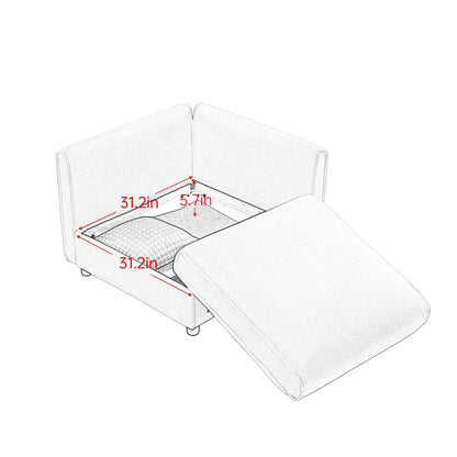 Divano componibile modulare con contenitore, schienale cilindrico e braccioli, seduta profonda e confortevole, divano a L a 4 posti