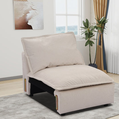 Divano componibile modulare, divano moderno e confortevole a forma di nuvola, divano con seduta profonda in velluto a coste arcobaleno e cuscino mobile