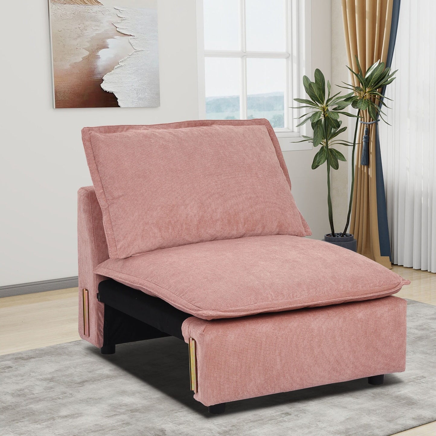 Divano componibile modulare, divano moderno e confortevole a forma di nuvola, divano con seduta profonda in velluto a coste arcobaleno e cuscino mobile