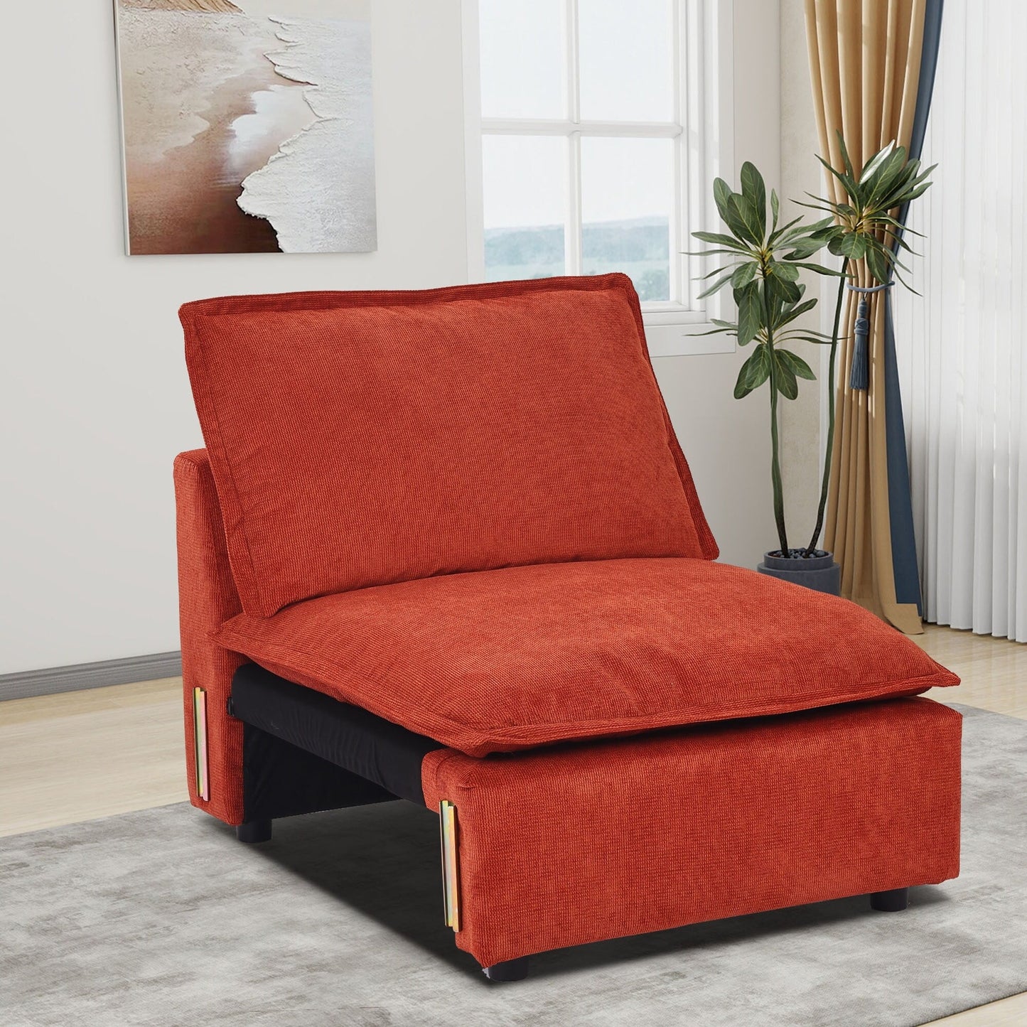 Divano componibile modulare, divano moderno e confortevole a forma di nuvola, divano con seduta profonda in velluto a coste arcobaleno e cuscino mobile