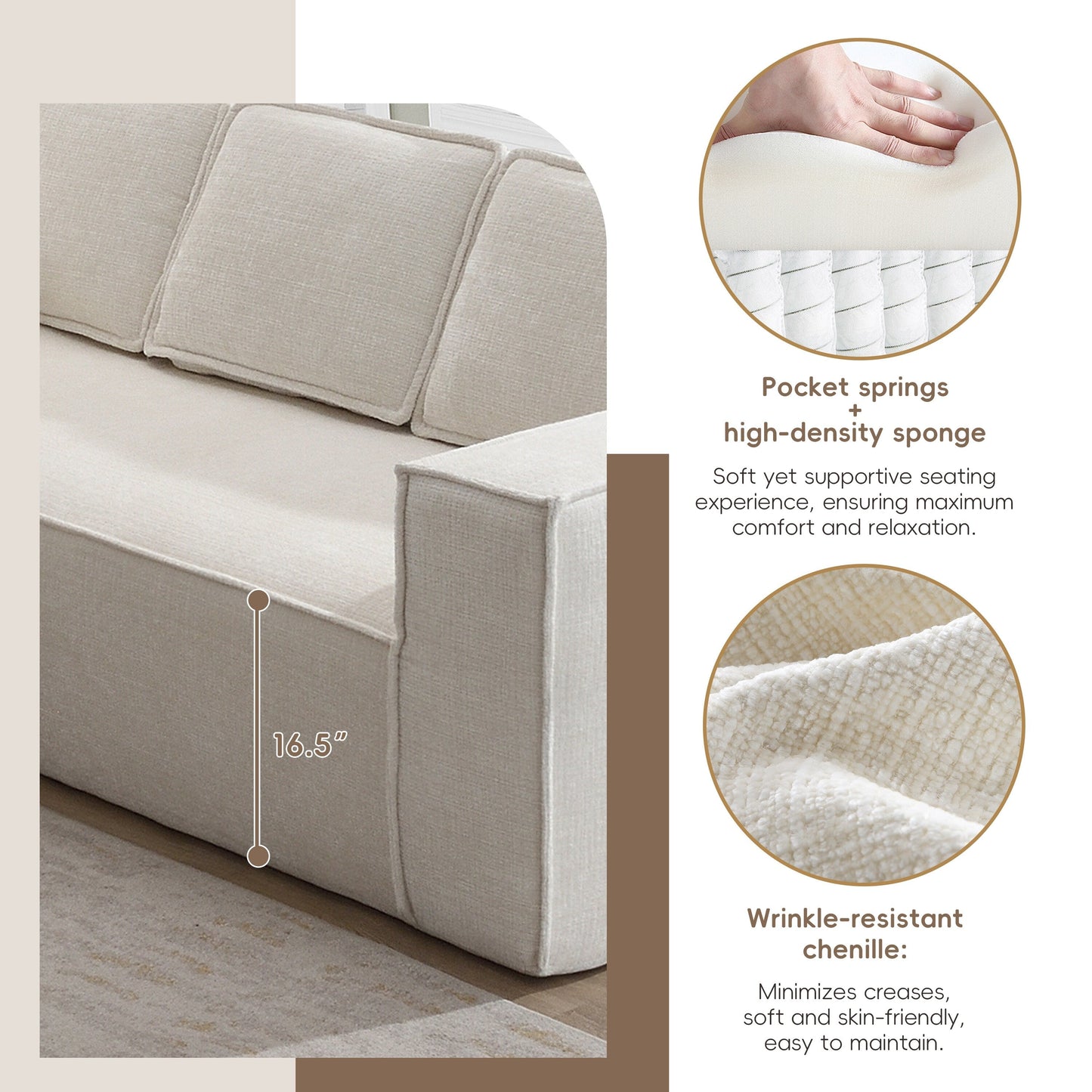 Divano componibile modulare, set di divani in ciniglia antipiega a 6 posti, combinazione libera di 2 pezzi, set di divani moderni a forma di L