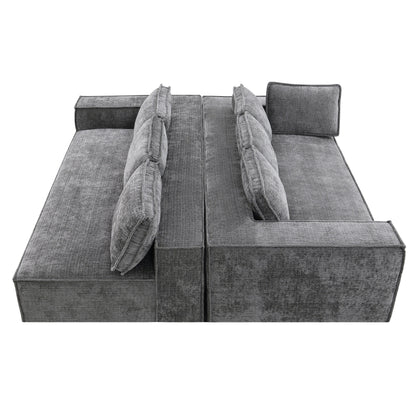 Divano componibile modulare, set di divani in ciniglia antipiega a 6 posti, combinazione libera di 2 pezzi, set di divani moderni a forma di L