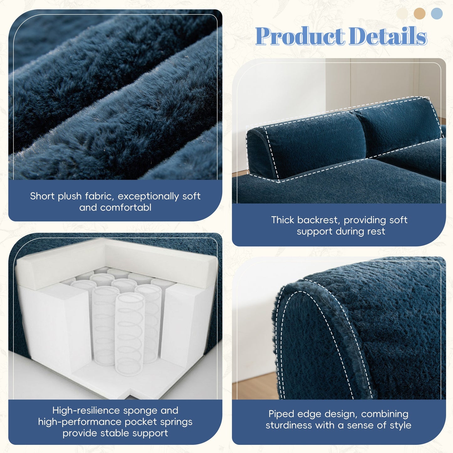 Divano componibile modulare, completamente compresso, spazioso divano letto imbottito in schiuma per soggiorno, design adatto agli anziani