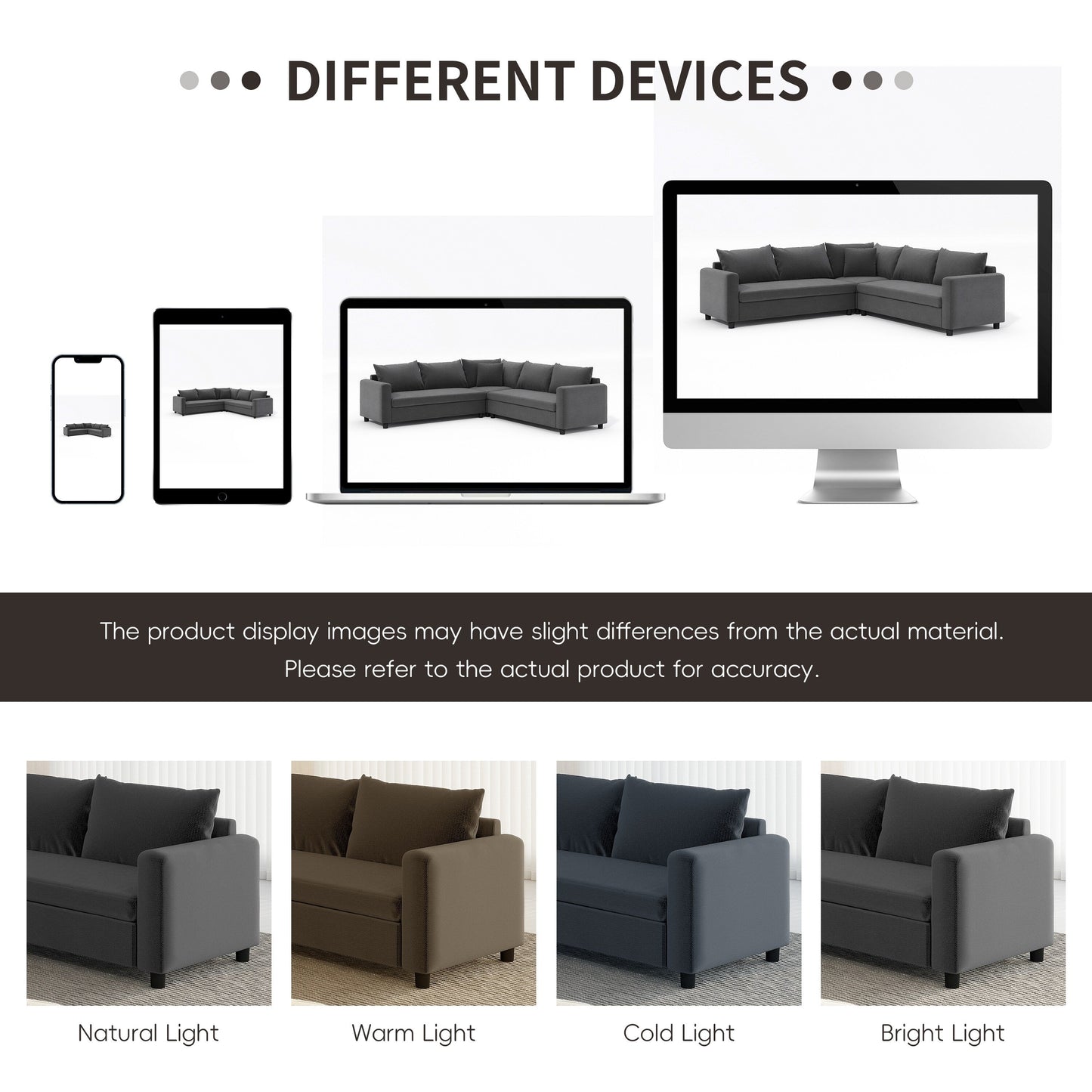 Divano componibile modulare, divano angolare in ciniglia a forma di L con ampia seduta e cuscino